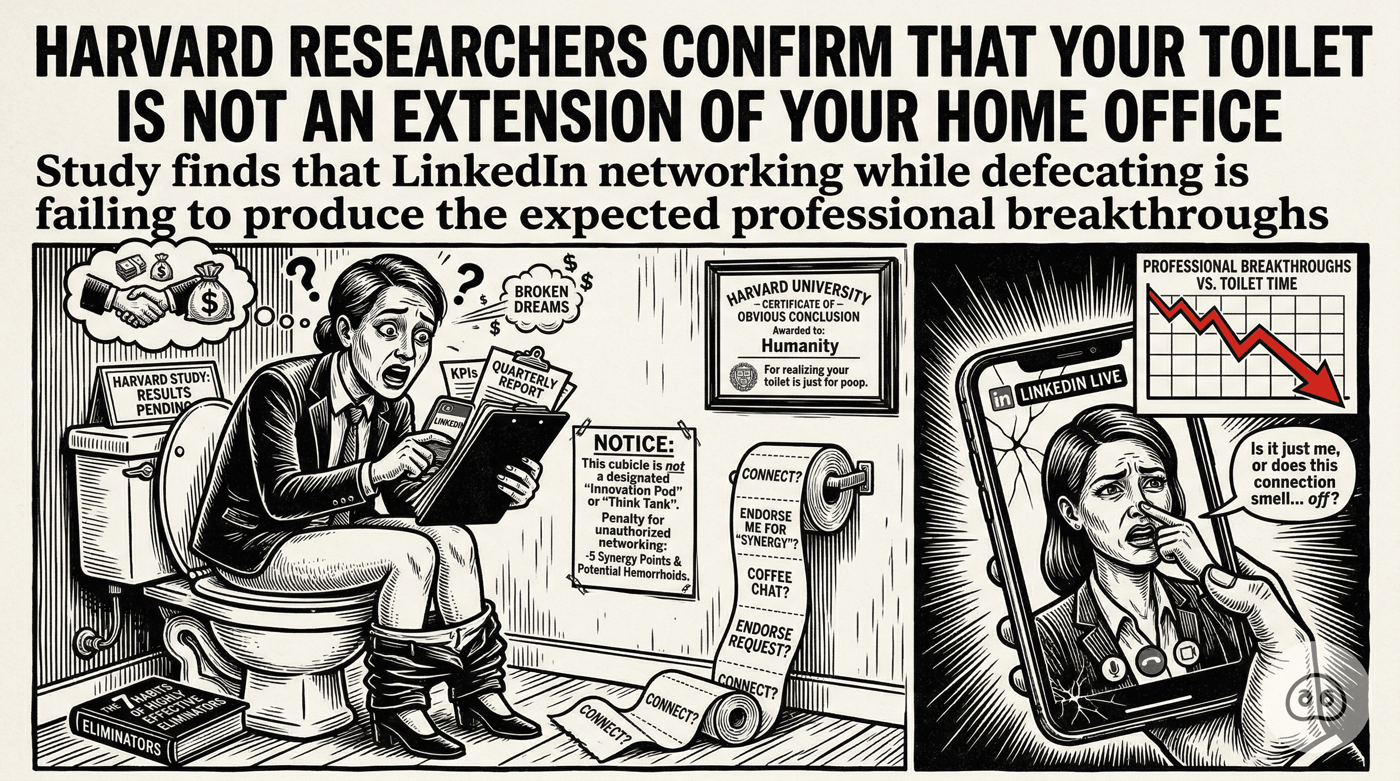 Harvard Researchers Confirm That Your Toilet Is Not An Extension Of Your Home Office