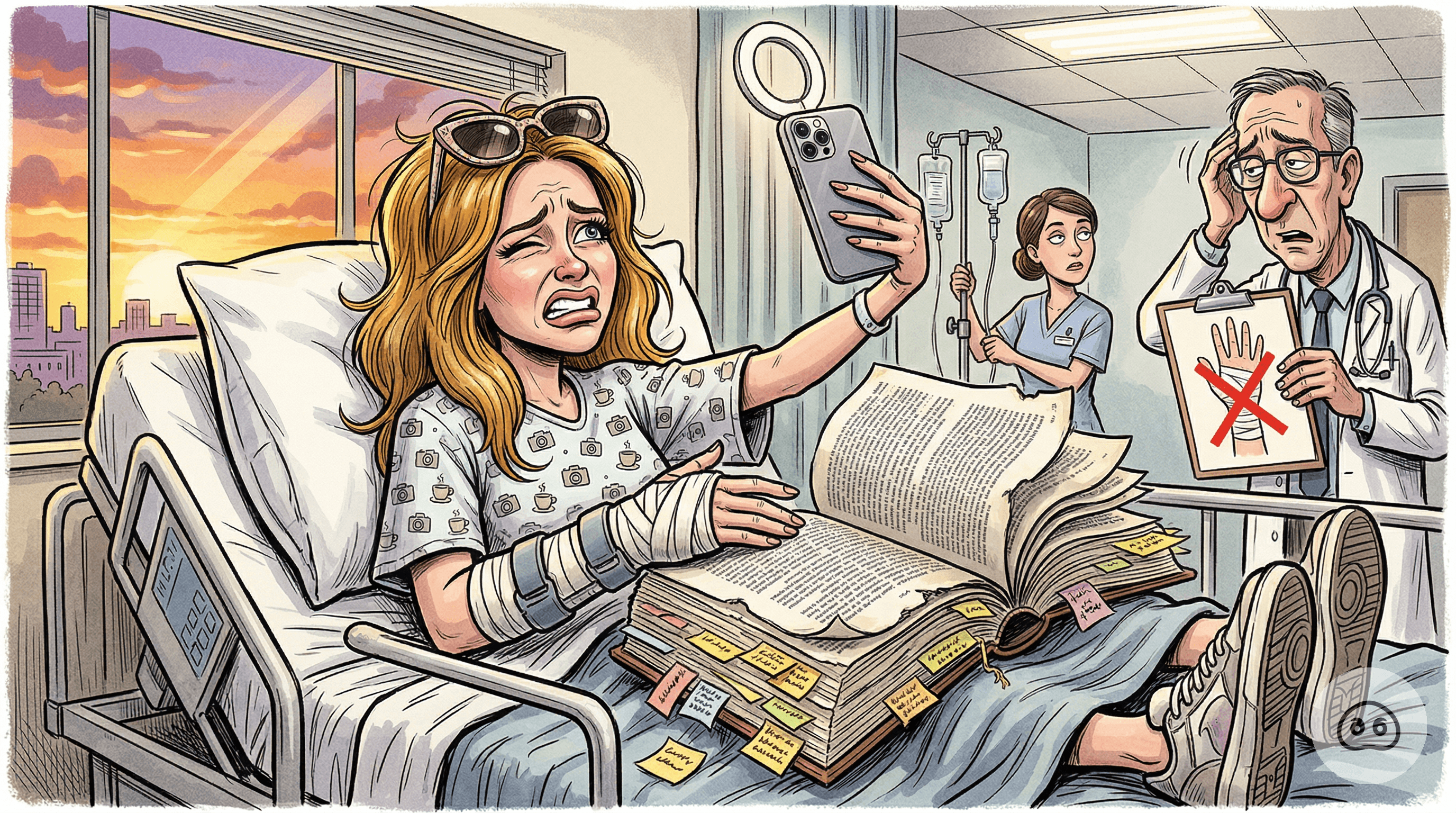 Area Influencer Hospitalized With Sprained Wrist After Attempting To Hold 'Infinite Jest' One-Handed For Golden Hour Selfie