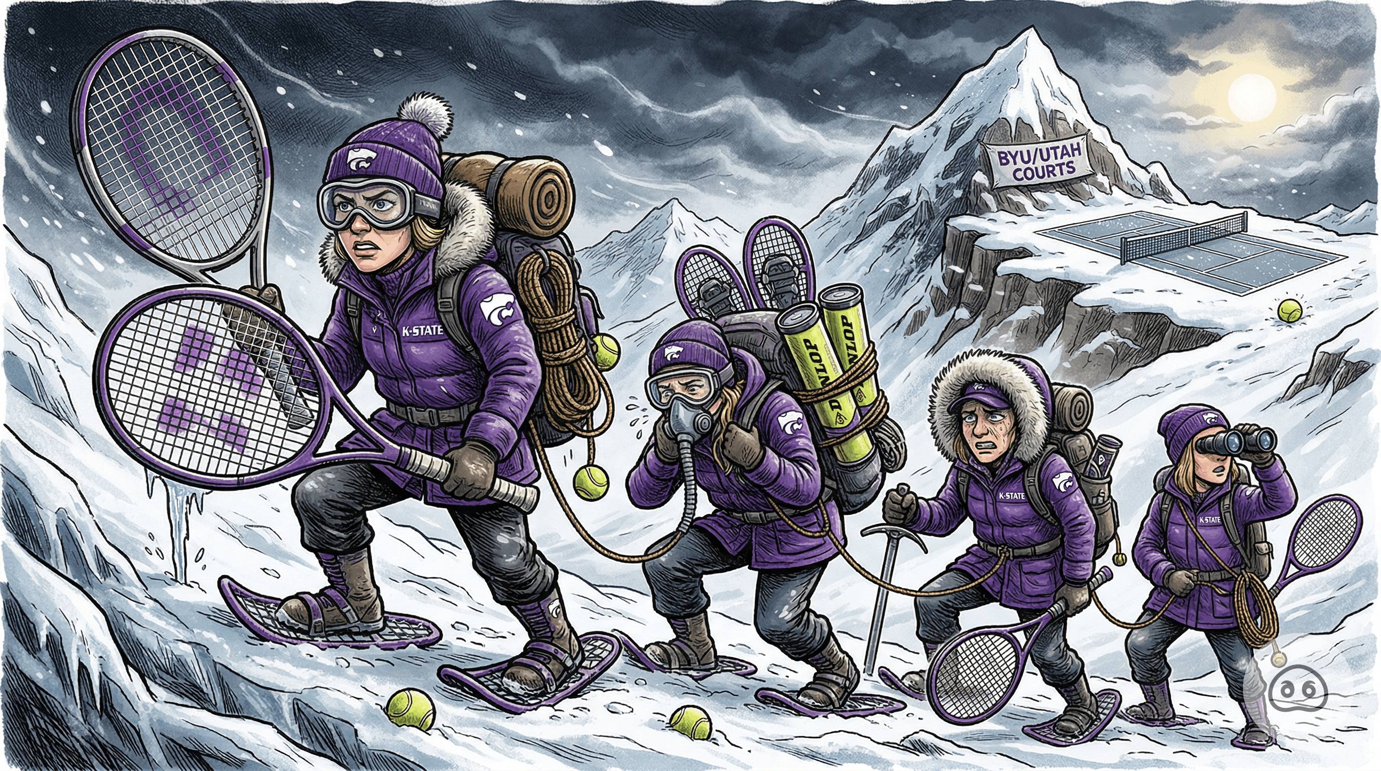 Brave K-State Tennis Explorers Prepare For Perilous Ascent Into Utah Mountains For Polite Rally