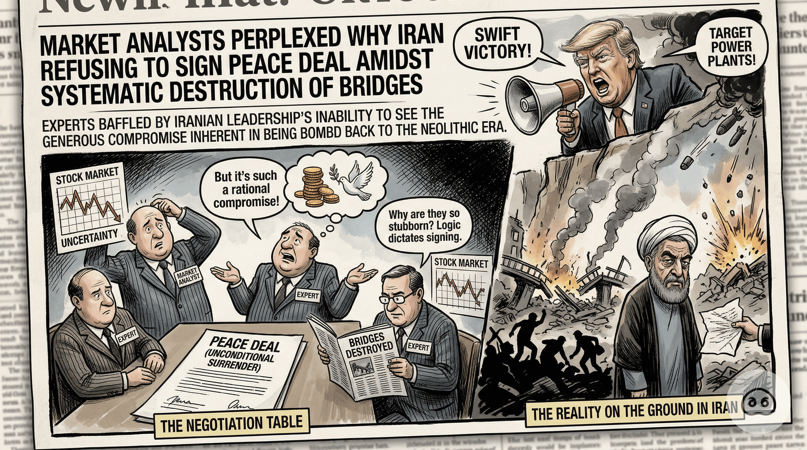 Market Analysts Perplexed Why Iran Refusing To Sign Peace Deal Amidst Systematic Destruction Of Bridges
