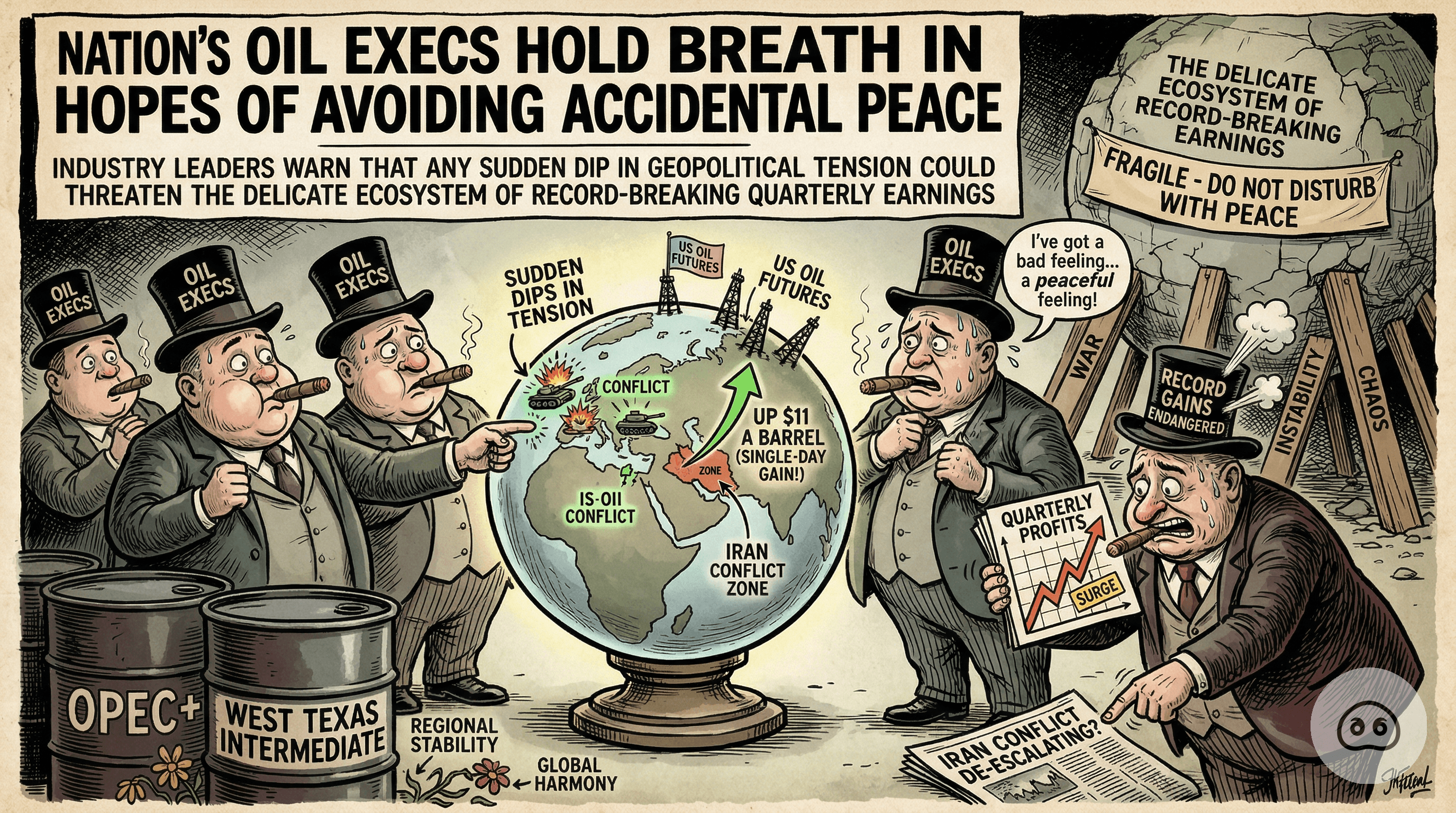 Nation's Oil Execs Hold Breath In Hopes Of Avoiding Accidental Peace