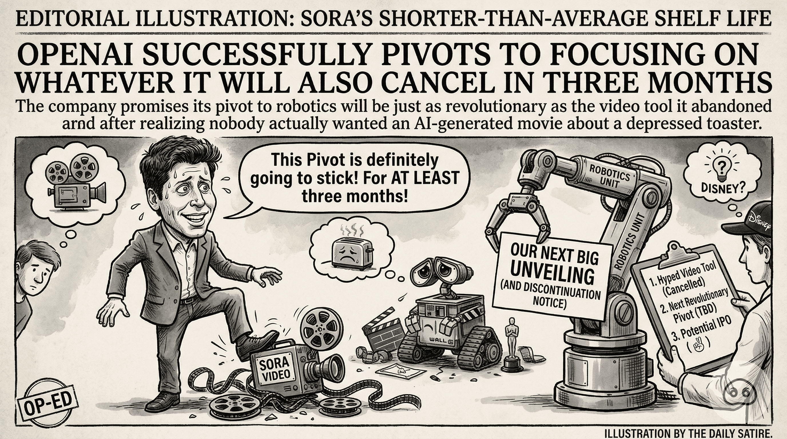 OpenAI Successfully Pivots To Focusing On Whatever It Will Also Cancel In Three Months