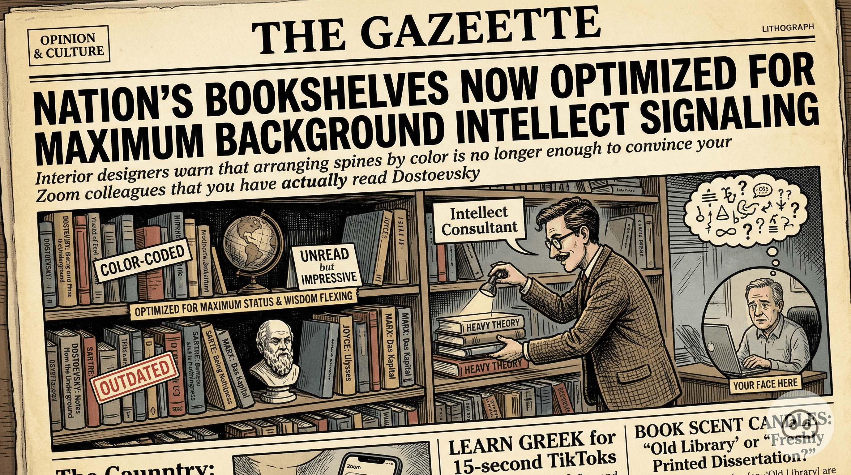 Nation's Bookshelves Now Optimized For Maximum Background Intellect Signaling